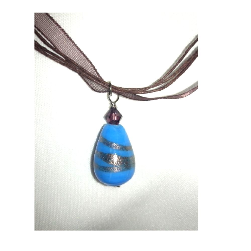 Artisan pendant 055L# Murano Glass Pendant Organza Necklace Layered Necklace 19"